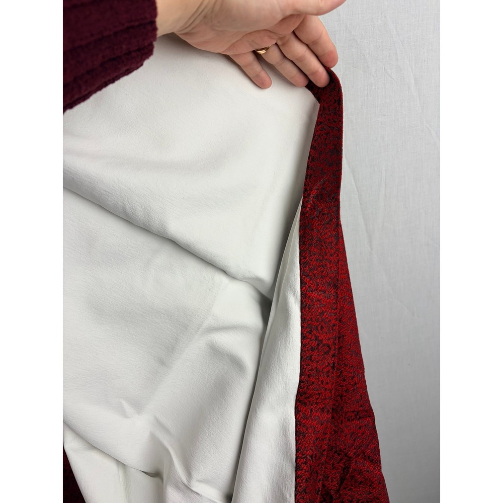 Vintage Red Black Brocade Pinch Pleat Drapery Panel Lined Curtain Made in USA - Picture 5 of 8